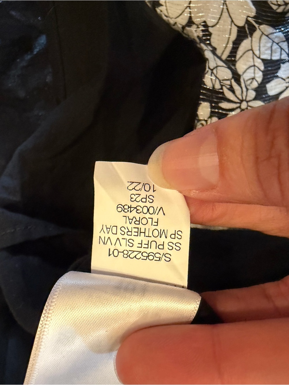 Gap NWOT Puff Short Sleeve Metallic Floral Midi Dress White Black Silver Medium - Picture 9 of 9